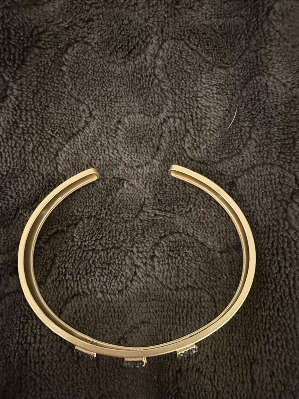 Gold Cuff Bracelet with Clear Crystal Accents - Picture 2 of 3